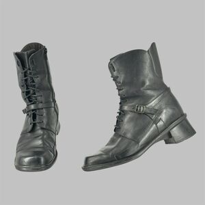 NAOT Women's Boreas Leather Lace Up Zipper Ankle Boot Black EU 40 US 9-9.5